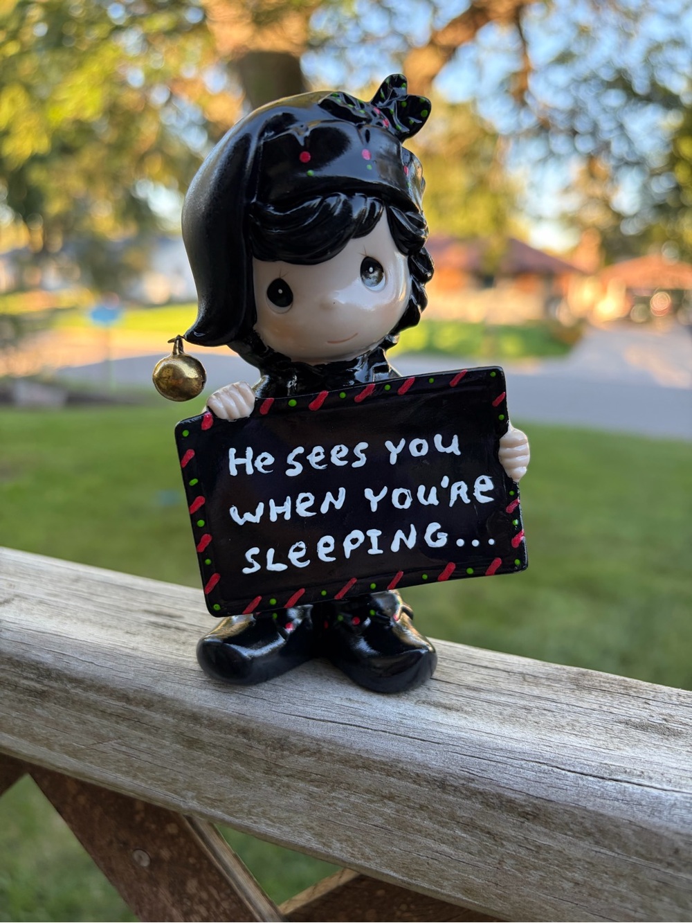 Handpainted Gothic Cuties Holiday “He Sees You When You’re Sleeping” Figurine